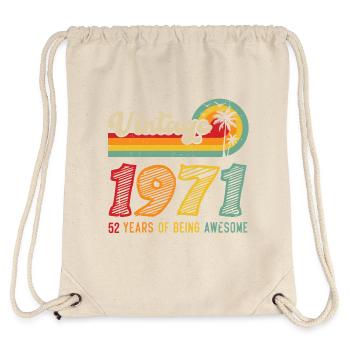 Jahrgang 1971, Geburtstagsgeschenk 52 Jahre - Stanley/Stella recycelter Gym Bag - Naturweiß - Hinten
