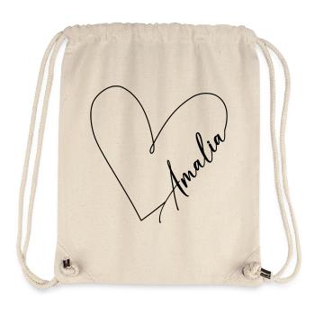 Amalia Name Heart Line - Stanley/Stella Recycled Gym Bag - natural - Front