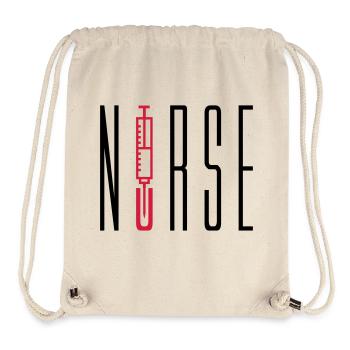 nurse doctor text piercing syringe blood doctor listening - Stanley/Stella Recycled Gym Bag - natural - Front