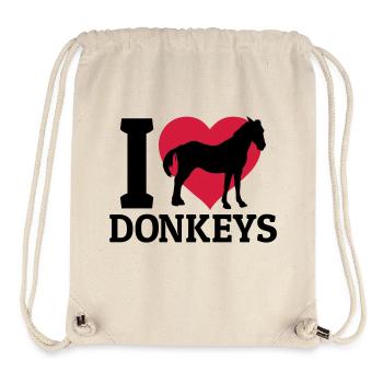 I love donkeys - Sac à cordon recyclé Stanley/Stella - blanc naturel - Devant