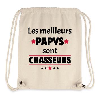 Les meilleurs papys sont chasseurs, cadeau noël - Sac à cordon recyclé Stanley/Stella - blanc naturel - Devant