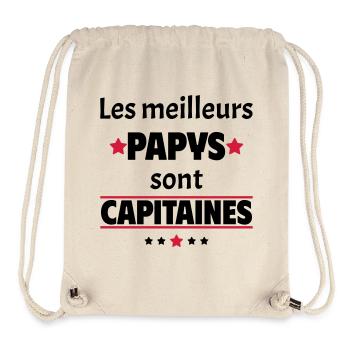 Les meilleurs papys sont capitaines, cadeau noël - Sac à cordon recyclé Stanley/Stella - blanc naturel - Devant