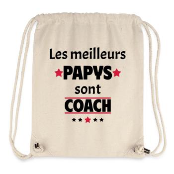 Les meilleurs papys sont coach, cadeau noël - Sac à cordon recyclé Stanley/Stella - blanc naturel - Devant