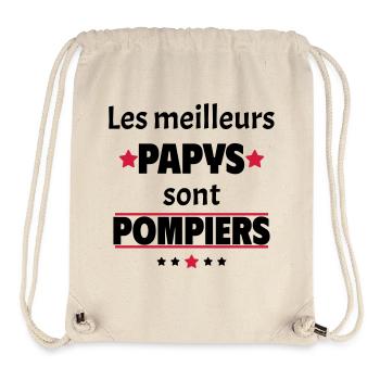 Les meilleurs papys sont pompiers, cadeau noël - Sac à cordon recyclé Stanley/Stella - blanc naturel - Devant