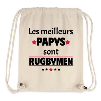 Les meilleurs papys sont rugbymen, cadeau noël - Sac à cordon recyclé Stanley/Stella - blanc naturel - Devant