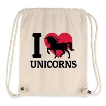 I love Unicorns - Sac à cordon recyclé Stanley/Stella - blanc naturel - Devant
