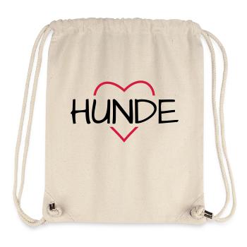 Chien coeur j'aime les chiens cadeau - Sac à cordon recyclé Stanley/Stella - blanc naturel - Devant
