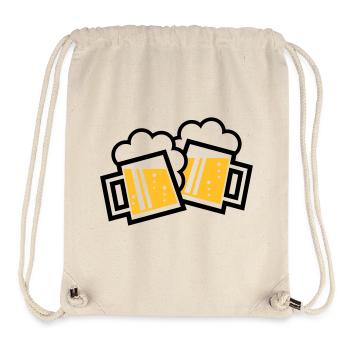 2 chopes à bière bavaroises toast (chopes à bière 2C) - Sac à cordon recyclé Stanley/Stella - blanc naturel - Devant