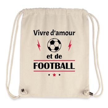 Vivre d'amour et de football, fête des pères, noël - Sac à cordon recyclé Stanley/Stella - blanc naturel - Devant