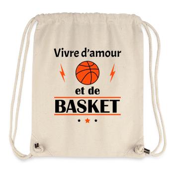 Vivre d'amour et de basket, fête des pères, noël - Sac à cordon recyclé Stanley/Stella - blanc naturel - Devant