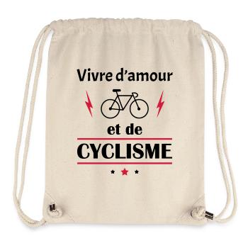 Vivre d'amour et de cyclisme, fête des pères, noël - Sac à cordon recyclé Stanley/Stella - blanc naturel - Devant