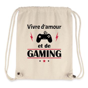 Vivre d'amour et de gaming, fête des pères, noël - Sac à cordon recyclé Stanley/Stella - blanc naturel - Devant