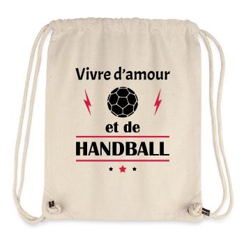 Vivre d'amour et de handball, fête des pères, noël - Sac à cordon recyclé Stanley/Stella - blanc naturel - Devant