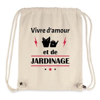 Vivre d'amour et de jardinage, fête des pères,noël - Sac à cordon recyclé Stanley/Stella - blanc naturel - Devant