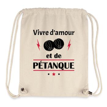 Vivre d'amour et de pétanque, fête des pères, noël - Sac à cordon recyclé Stanley/Stella - blanc naturel - Devant