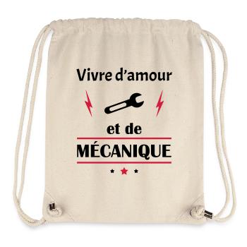 Vivre d'amour et de mécanique,fête des pères, noël - Sac à cordon recyclé Stanley/Stella - blanc naturel - Devant