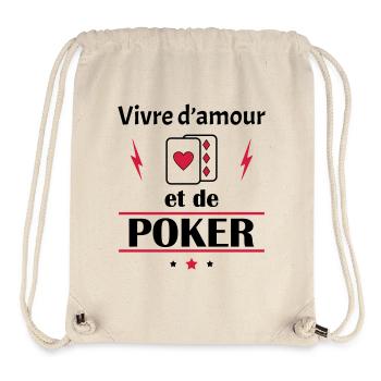 Vivre d'amour et de poker, fête des pères, noël - Sac à cordon recyclé Stanley/Stella - blanc naturel - Devant