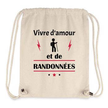 Vivre d'amour et de randonnées,fête des pères,noël - Sac à cordon recyclé Stanley/Stella - blanc naturel - Devant
