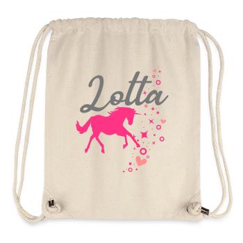 Lotta Mädchen Name Vorname Einhorn - Stanley/Stella recycelter Gym Bag - Naturweiß - Vorne