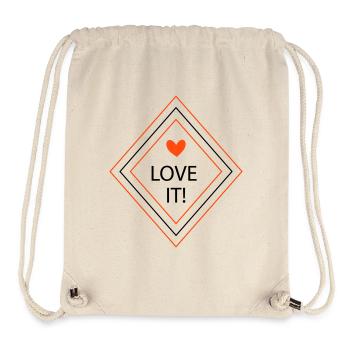 Love it! - Raute und Herz in 2 Farben - Stanley/Stella recycelter Gym Bag - Naturweiß - Vorne