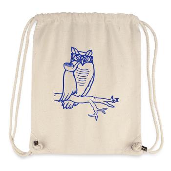 Pipe hibou fumer vieux grand-père aigle hibou branche arbre forêt - Sac à cordon recyclé Stanley/Stella - blanc naturel - Devant