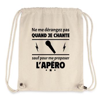 Ne me dérangez pas quand je chante, cadeau noël - Sac à cordon recyclé Stanley/Stella - blanc naturel - Devant