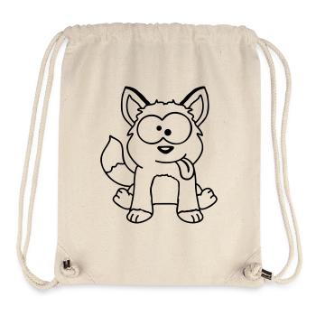 chien renard drôle grimace plisser la langue - Sac à cordon recyclé Stanley/Stella - blanc naturel - Devant