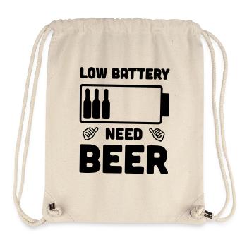 Batterie faible, j'ai besoin de bière, bière, fête - Sac à cordon recyclé Stanley/Stella - blanc naturel - Devant