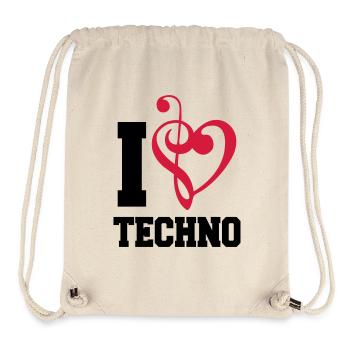 I Love Techno Music Music Note Love Heart Bass Note - Stanley/Stella Recycled Gym Bag - natural - Front