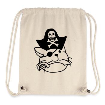 Cute Pirate Cat Buccaneer Eye Patch Hat Saber - Stanley/Stella Recycled Gym Bag - natural - Front