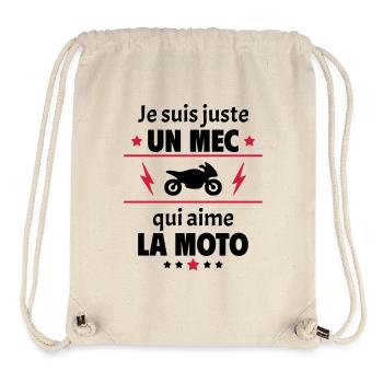 Juste un mec qui aime la moto, motard, noël,Moto - Sac à cordon recyclé Stanley/Stella - blanc naturel - Devant