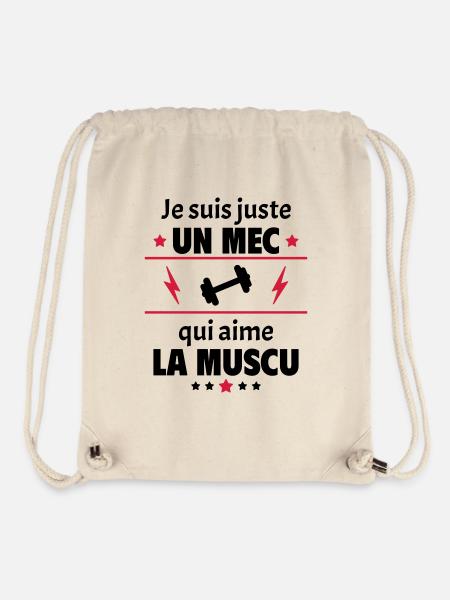 Juste un mec qui aime la muscu, musculation, noël - Sac à cordon recyclé Stanley/Stella - blanc naturel
