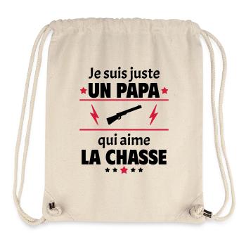 Juste un papa qui aime la chasse, chasseur, noël - Sac à cordon recyclé Stanley/Stella - blanc naturel - Devant