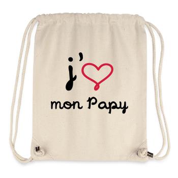 J'aime mon Papy [ Bébé / Naissance ] - Sac à cordon recyclé Stanley/Stella - blanc naturel - Devant