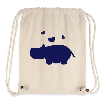 Hippopotame avec le coeur - Sac à cordon recyclé Stanley/Stella - blanc naturel - Devant
