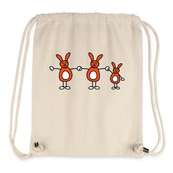 3 lapins, famille, enfants, parents, trois frères et sœurs, mignon, - Sac à cordon recyclé Stanley/Stella - blanc naturel - Devant