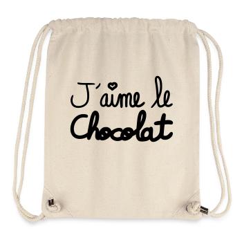 j'aime le chocolat - Sac à cordon recyclé Stanley/Stella - blanc naturel - Devant