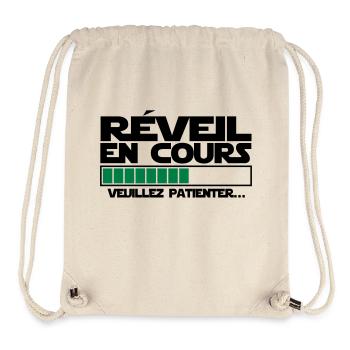 réveil (en cours),message,humour - Sac à cordon recyclé Stanley/Stella - blanc naturel - Devant