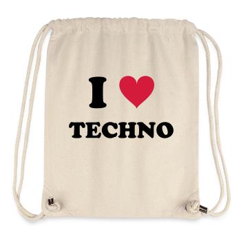 I LOVE TECHNO - Stanley/Stella recycelter Gym Bag - Naturweiß - Vorne