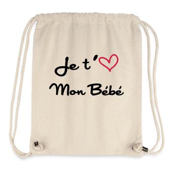 je t'aime mon bébé - Sac à cordon recyclé Stanley/Stella - blanc naturel - Devant