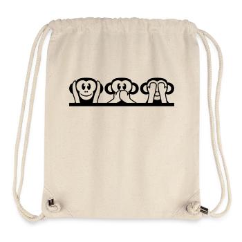 3 Wise Monkeys Hear Nothing Say See Monkey Fun - Stanley/Stella Recycled Gym Bag - natural - Front