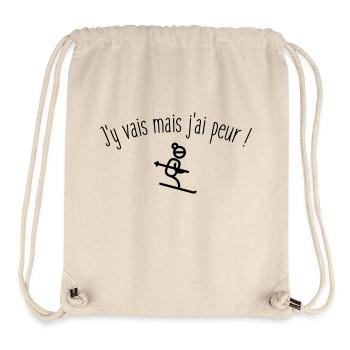 J'y vais mais j'ai peur - Sac à cordon recyclé Stanley/Stella - blanc naturel - Devant