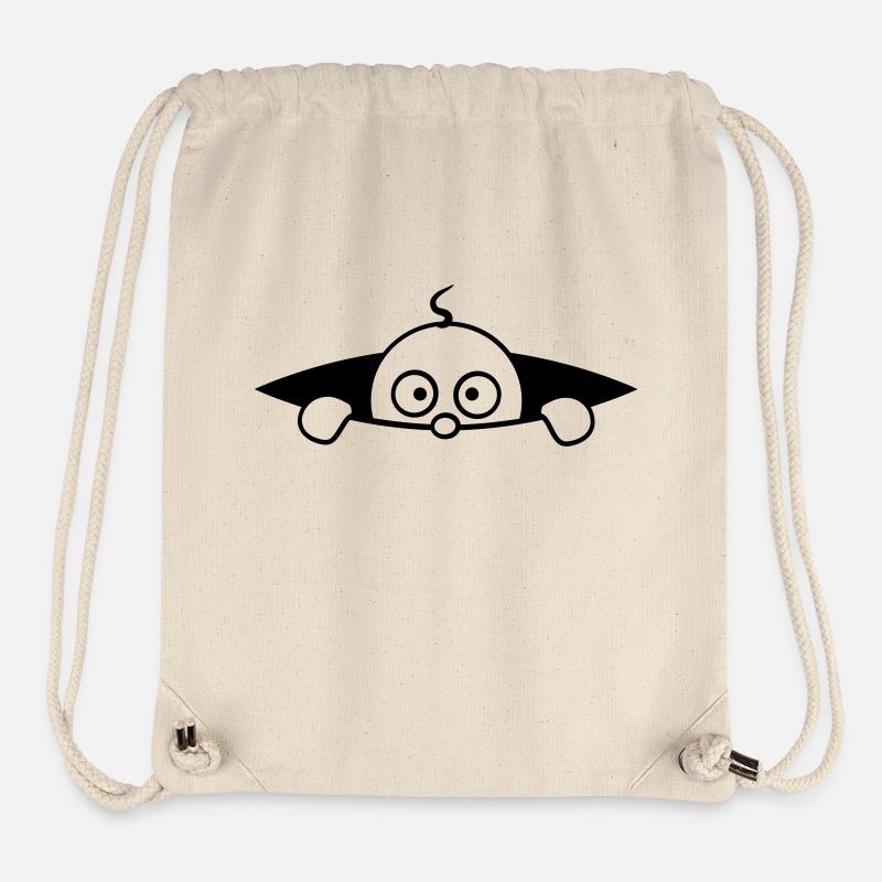 Baby Guckt aus dem Bauch - Stanley/Stella recycelter Gym Bag - Naturweiß