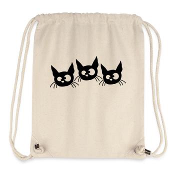 Trois chats plissés drôle 3 grimaces folles - Sac à cordon recyclé Stanley/Stella - blanc naturel - Devant