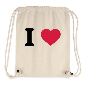 i love Herz - Stanley/Stella recycelter Gym Bag - Naturweiß - Vorne