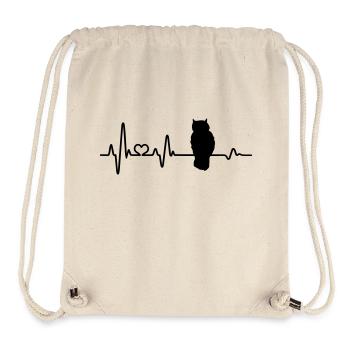 Heartbeat Owl Owl Lover Cadeau Owl Owl - Sac à cordon recyclé Stanley/Stella - blanc naturel - Devant