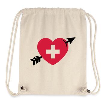 Herz Mit Schweizerkreuz Und Pfeil (Schweiz / 2C) - Stanley/Stella recycelter Gym Bag - Naturweiß - Vorne