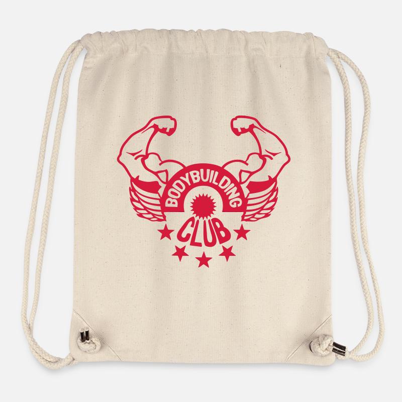 logo musculation bodybuilding3 bras1 - Sac à cordon recyclé Stanley/Stella - blanc naturel