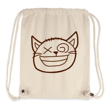 Fou Chat Plisse les yeux Drôle Folle Grimace - Sac à cordon recyclé Stanley/Stella - blanc naturel - Devant