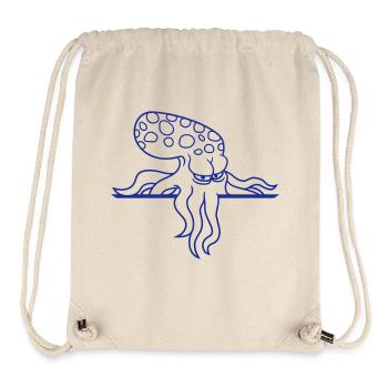Oktopus hinter Mauer Zaun Schild Tasche guckt böse - Stanley/Stella recycelter Gym Bag - Naturweiß - Vorne